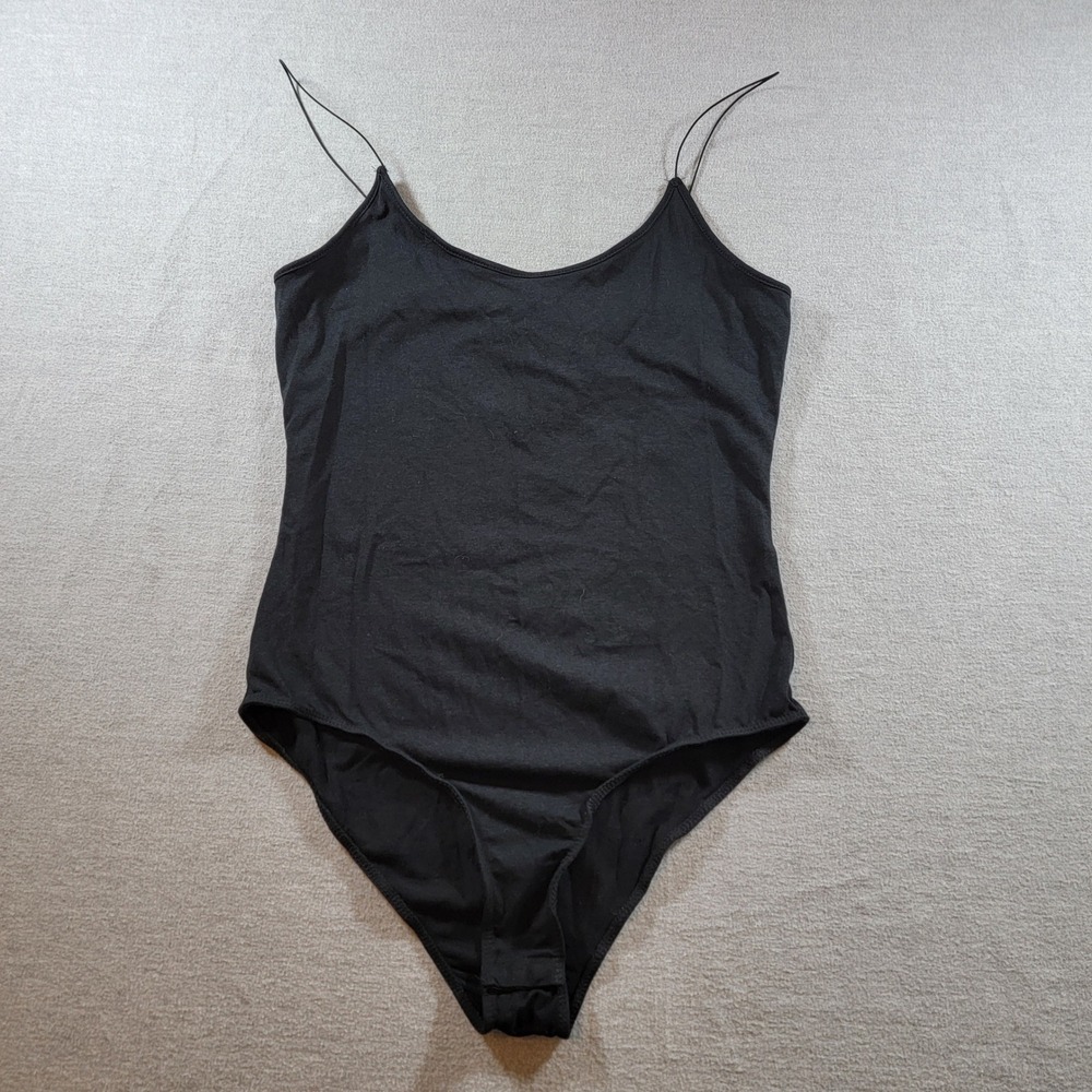 Heart & Hips Bodysuit Women‎ Size M Black New Spaghetti Strap Enzyme Wash
